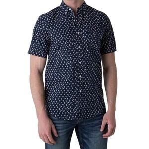 OBEY Propaganda Dandelion Short Sleeve Button Down Shirt Men’s Sz Medium Navy
